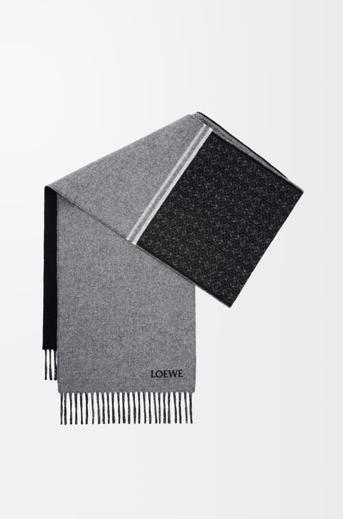 LOEWE Bufanda en lana y cashmere Negro/Gris