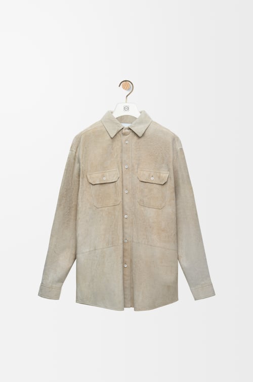 LOEWE Overshirt in suede lambskin White