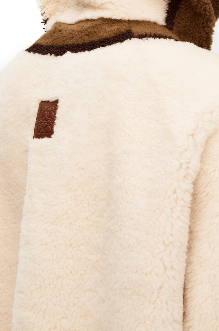 LOEWE Hooded jacket in shearling Off-white/Brown