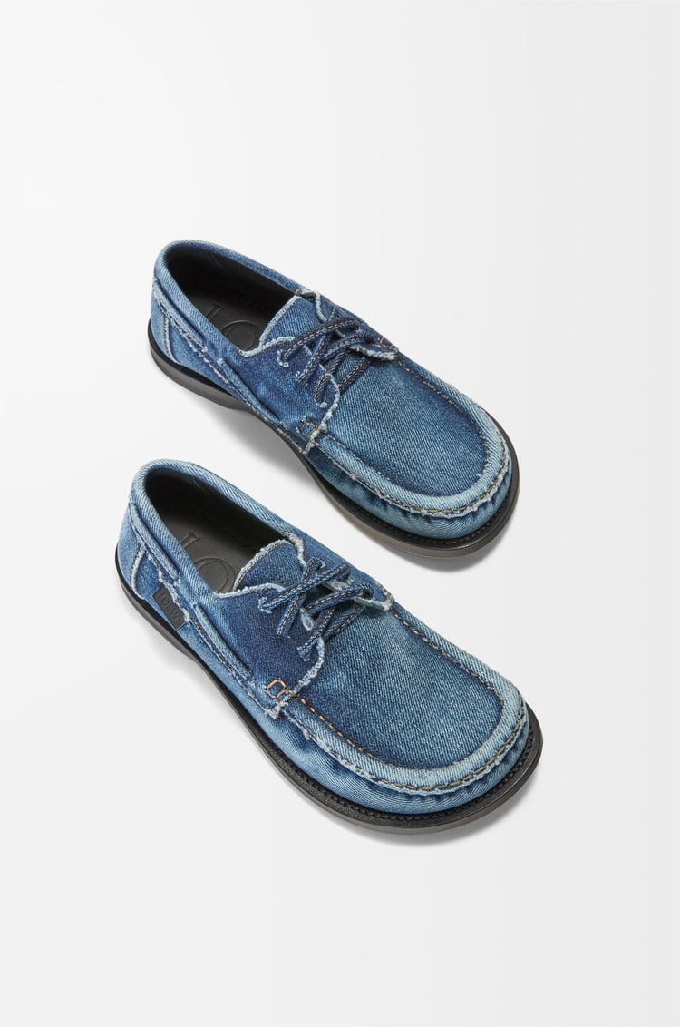 LOEWE Campo boat shoe in washed denim Raw Denim