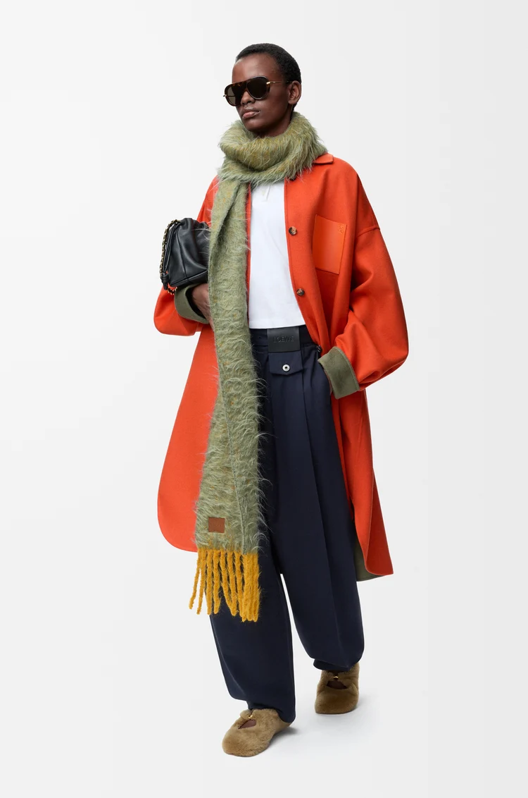 LOEWE Abrigo en lana y cashmere Caqui/Naranja