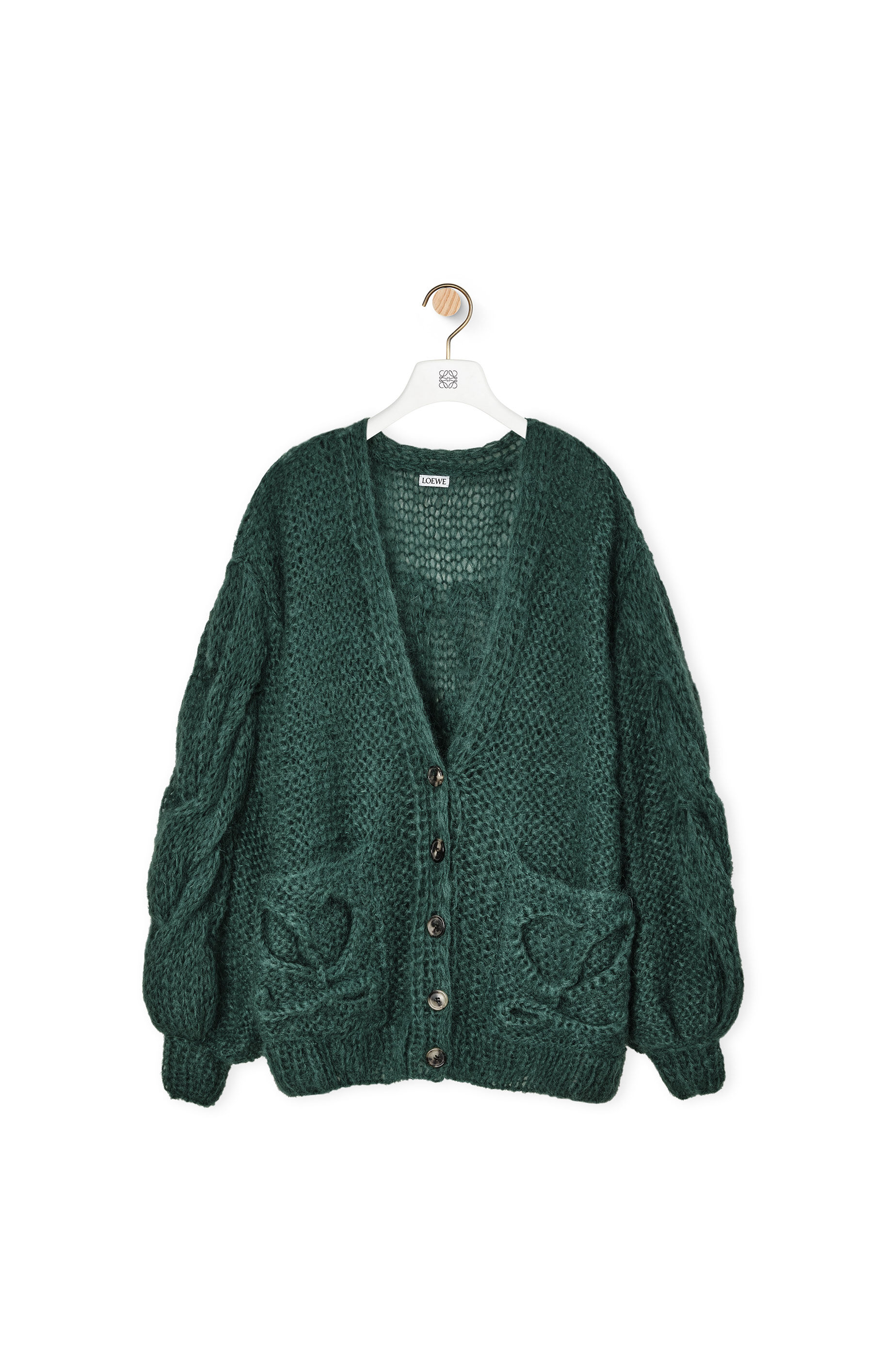 Cardigan in mohair Forest Green - LOEWE