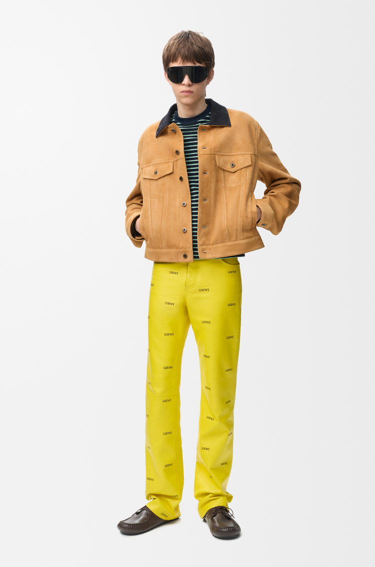 LOEWE Trucker jacket in suede goat skin Camel