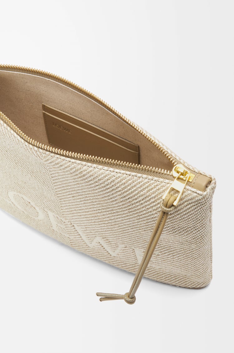 LOEWE Oblong pouch en jacquard LOEWE y piel de ternera Crudo