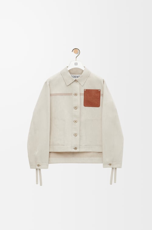 LOEWE Workwear jacket in cotton and linen Ecru