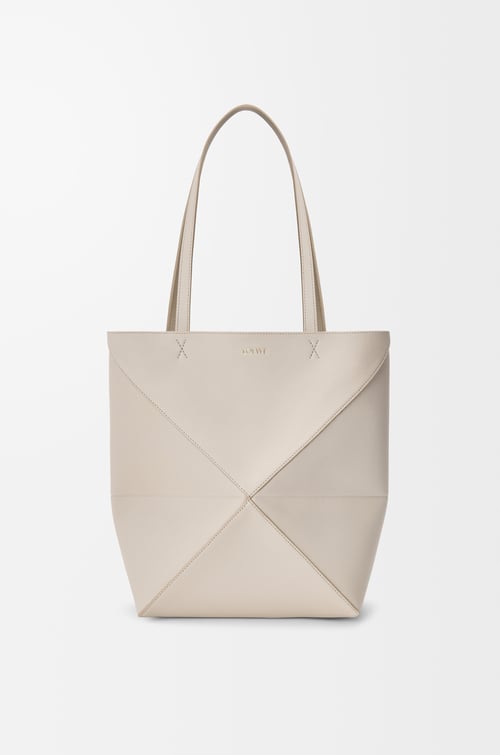 LOEWE Medium Puzzle Fold tote in soft grained calfskin Light Ghost