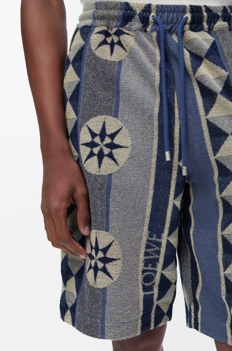LOEWE Pantalón corto en jacquard de algodón Azul/Multicolor