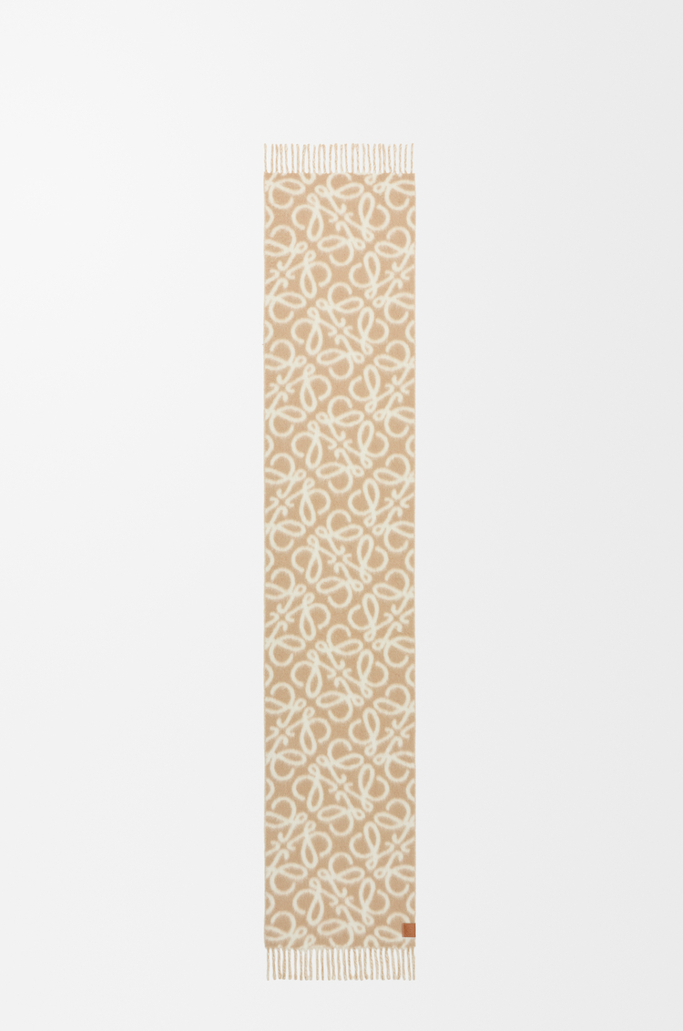 LOEWE Anagram scarf in alpaca and wool blend Beige/White