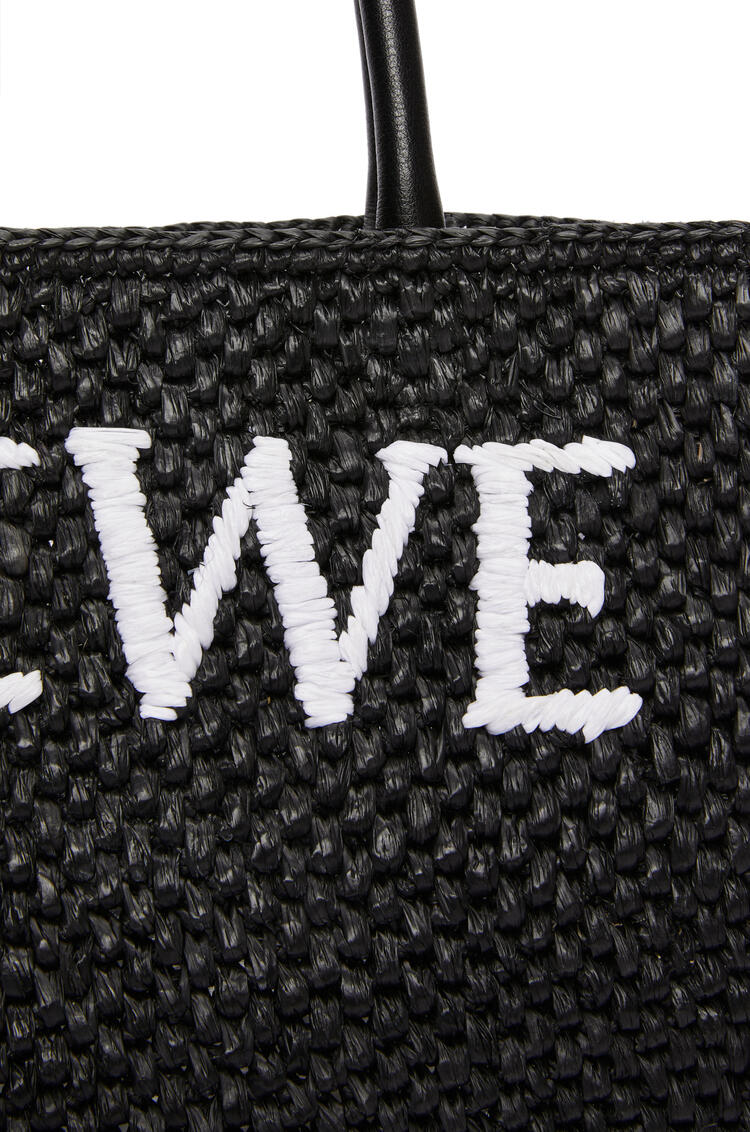 LOEWE Standard A4 Tote bag in raffia Black/White
