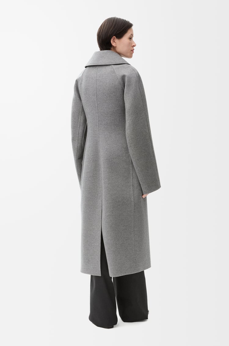 LOEWE Abrigo de doble botonadura en lana y cashmere Gris Oscuro Jaspeado