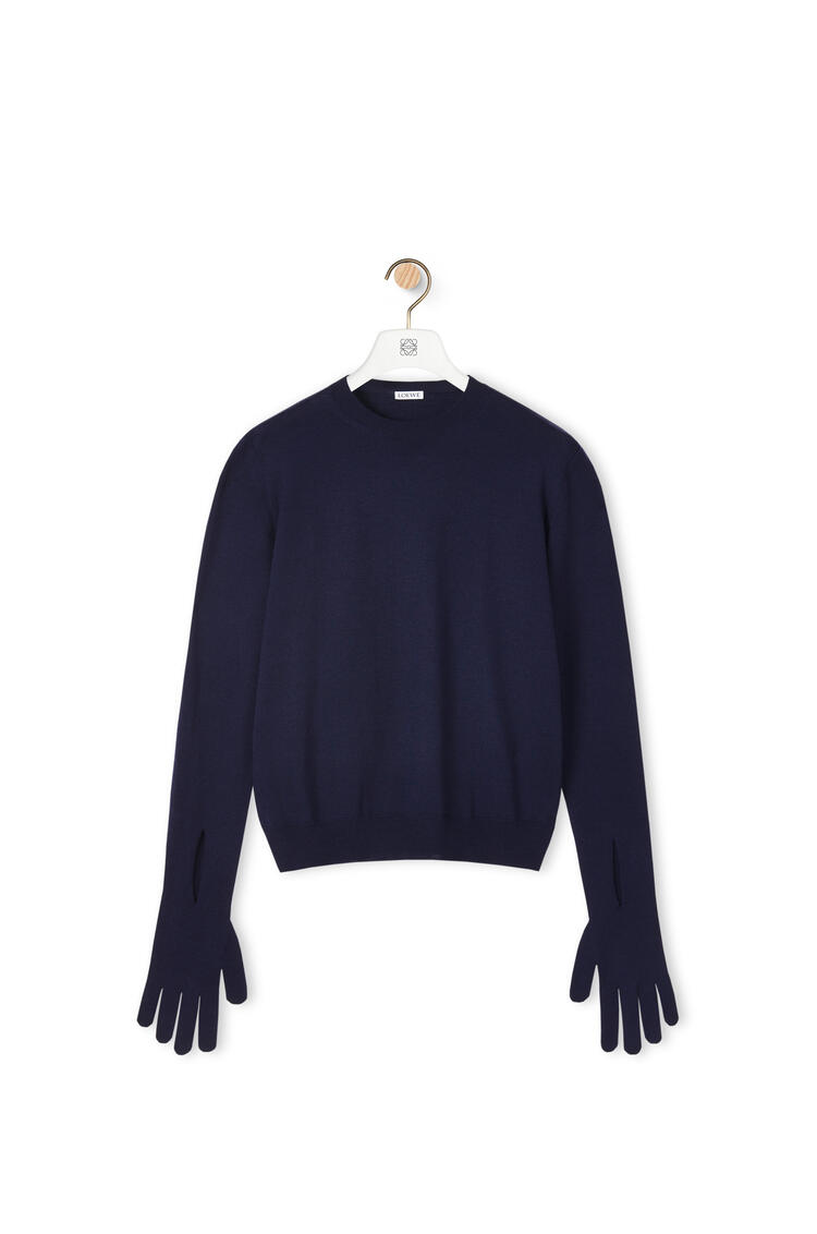 LOEWE Glove sweater in wool Navy Blue