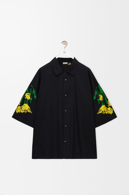 LOEWE 棉質短袖襯衫 黑色