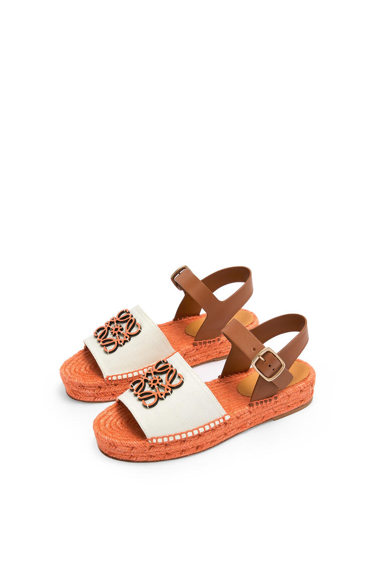 LOEWE Anagram espadrille in canvas and calfskin Natural/Tangerine pdp_rd