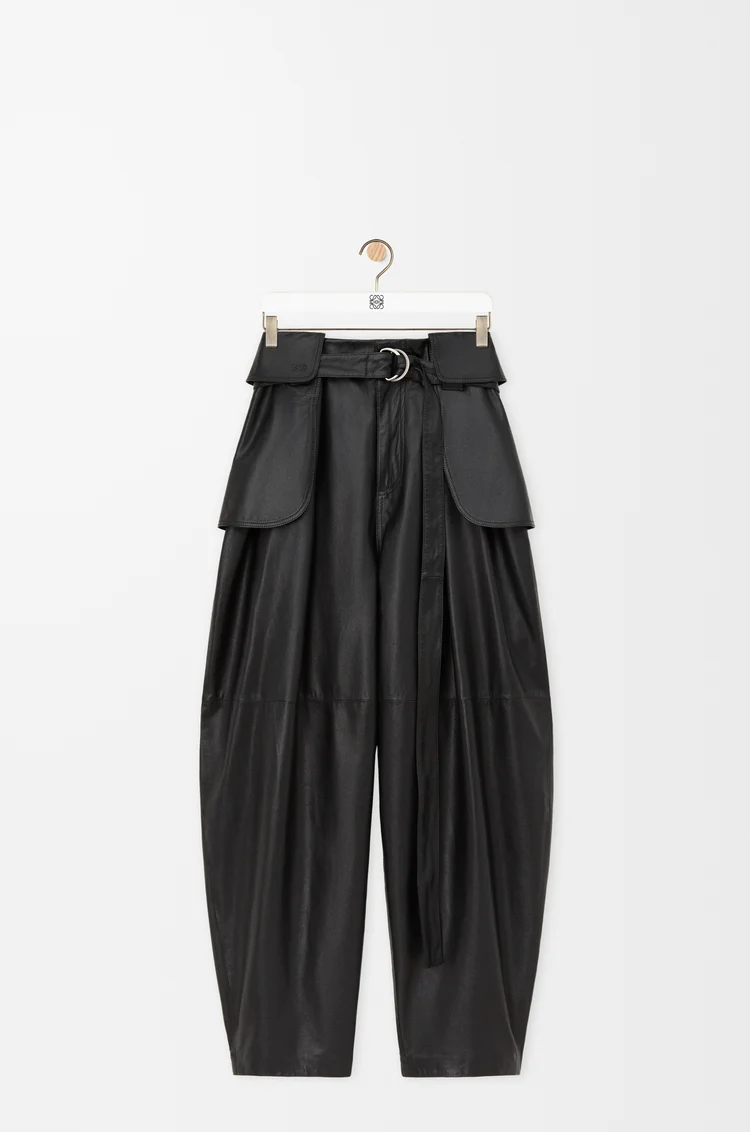 LOEWE 카고 트라우저 - 나파 램스킨 블랙