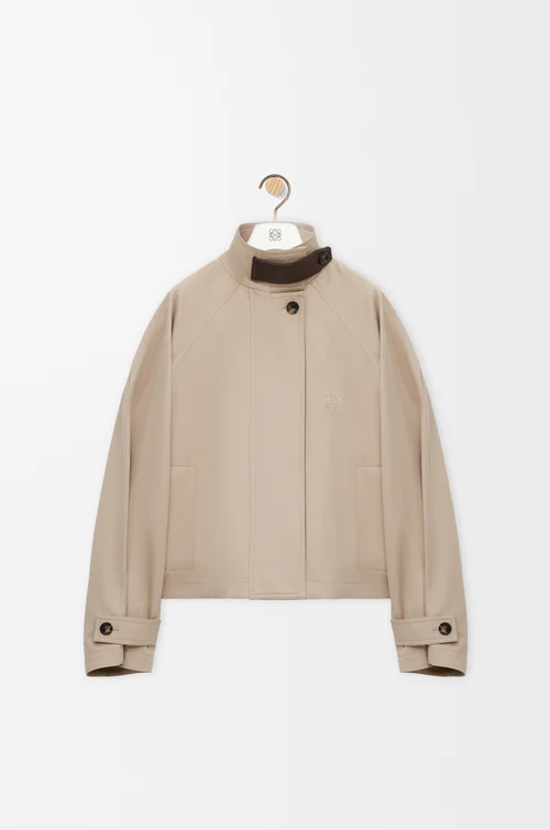 LOEWE Parka corta en algodón y seda Beige