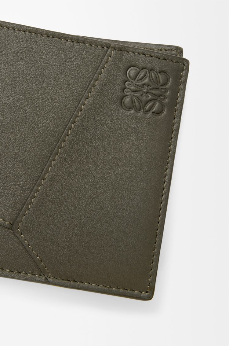 LOEWE Puzzle bifold wallet in classic calfskin Dark Khaki