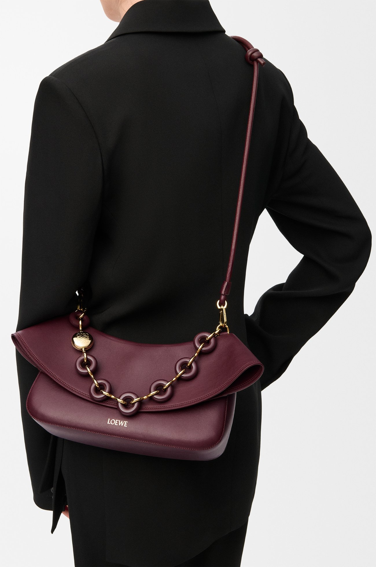 LOEWE Medium Ola bag in smooth calfskin Dark Burgundy