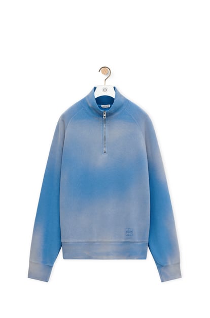 LOEWE Zip-up sweatshirt in cotton Washed Blue
