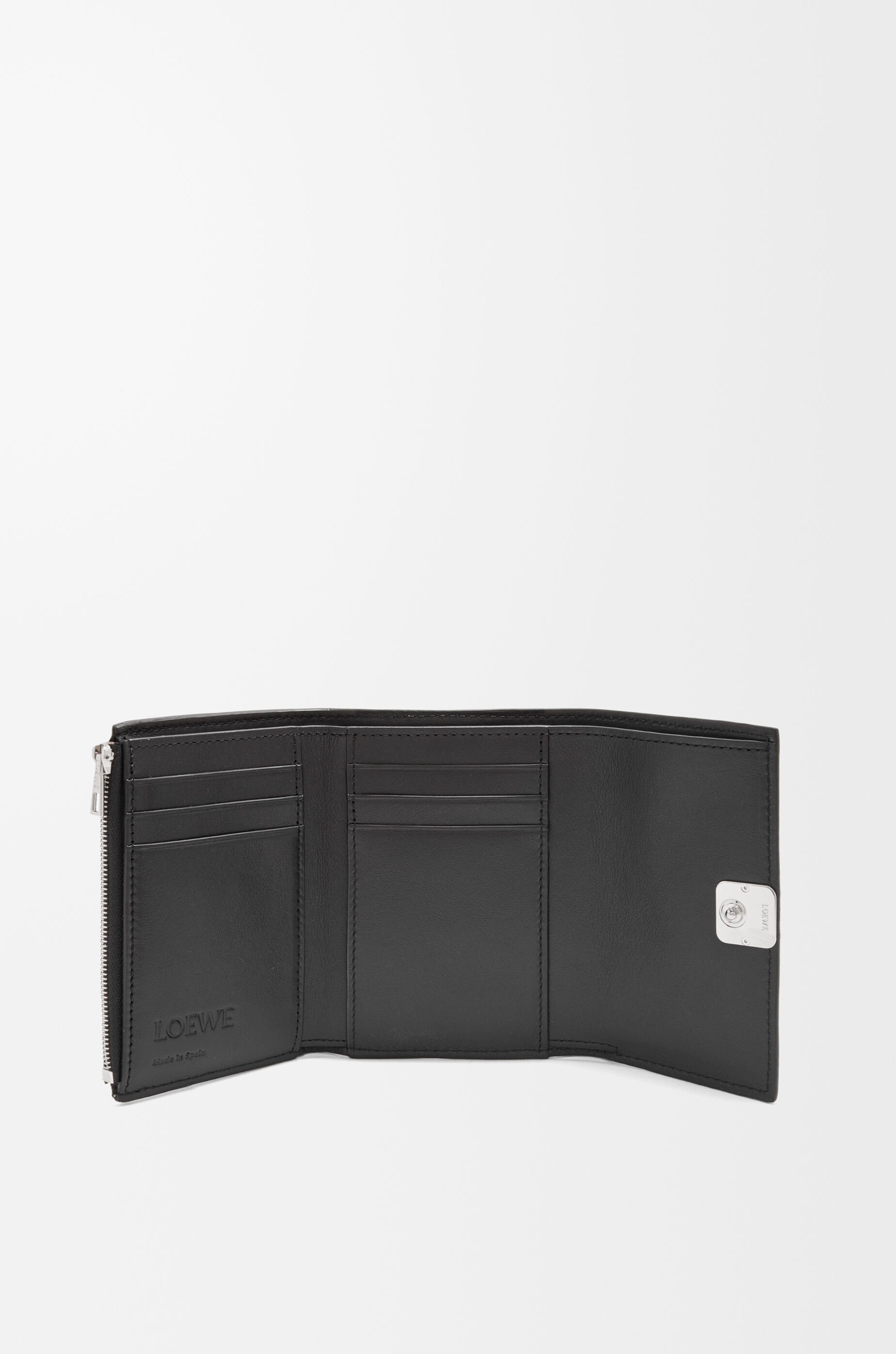 ロエベ LOEWE アナグラム バーティカル ウォレット スモール C821S33X01 タン ペブルグレインカーフ 三つ折り財布 シルバー