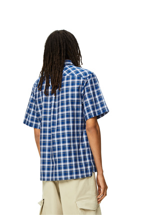 LOEWE 棉质短袖格纹衬衫 Blue/Yellow plp_rd