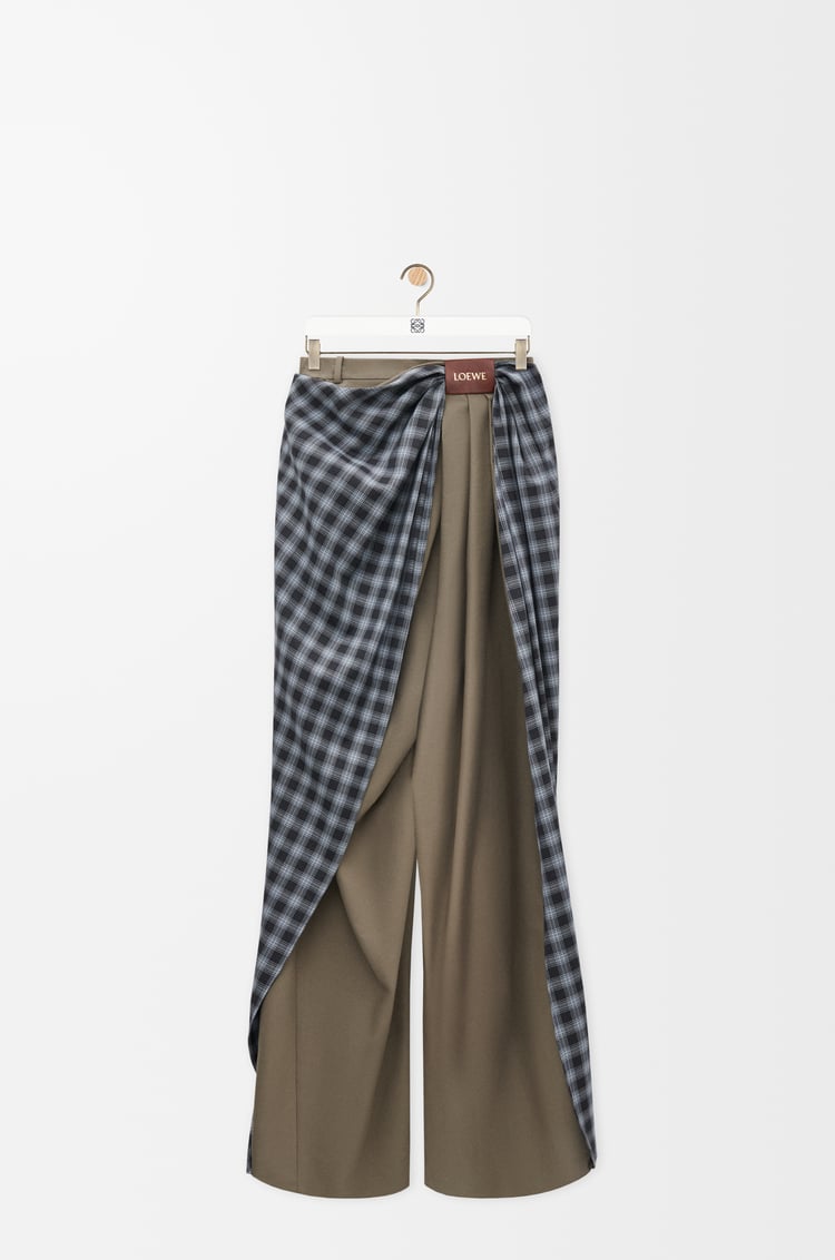 LOEWE Pantalón drapeado en algodón y lana Verde Oscuro/Negro
