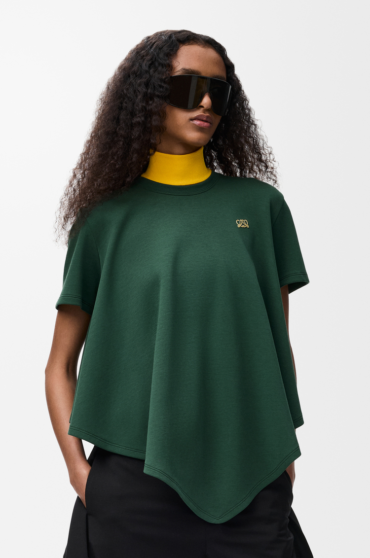 LOEWE T-shirt a mantella in misto cotone Verde Scuro