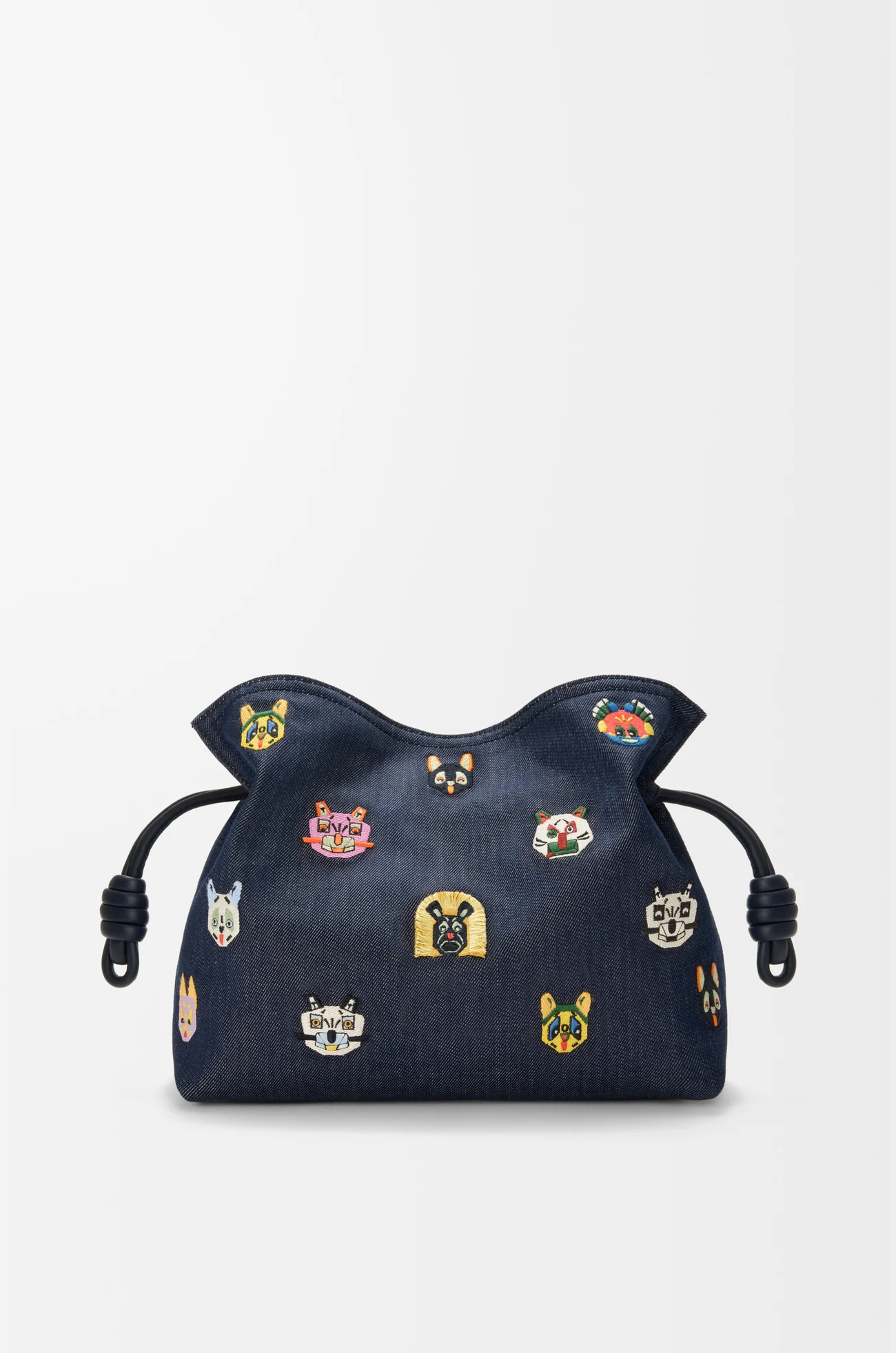 LOEWE キャッツ フラメンコクラッチ ミディアム（エンブロイダリーデニム） ブルー