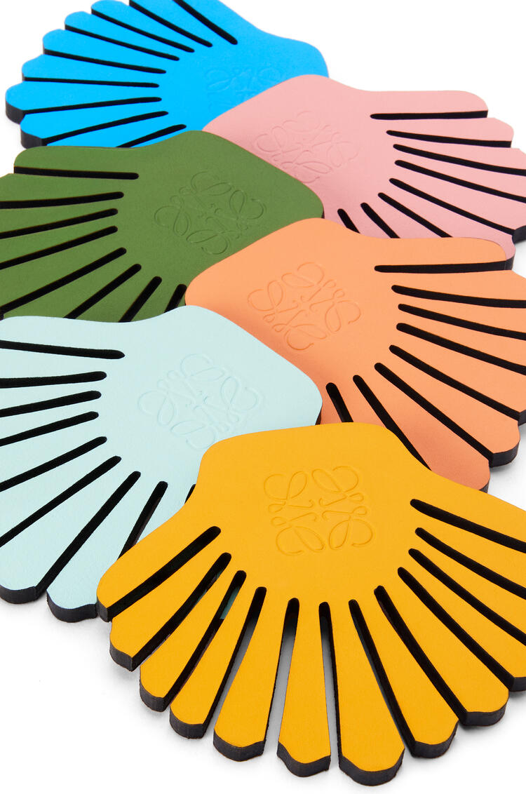 LOEWE Shell coaster set in calfskin Tan/Multicolor pdp_rd