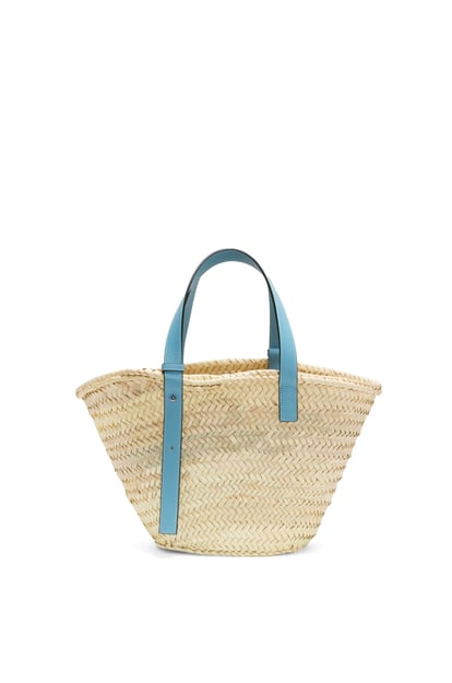 LOEWE Basket bag in palm leaf and calfskin Light Blue plp_rd