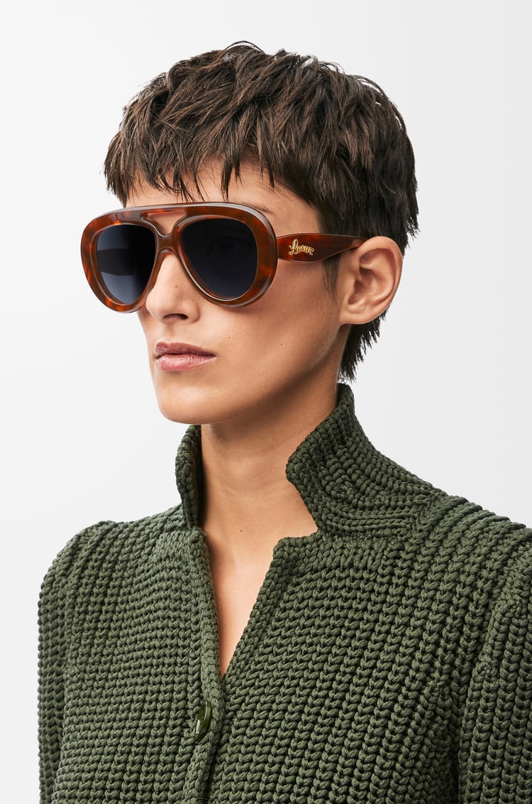 LOEWE Gafas de sol Round Spoiler Aviator Marrón Habano