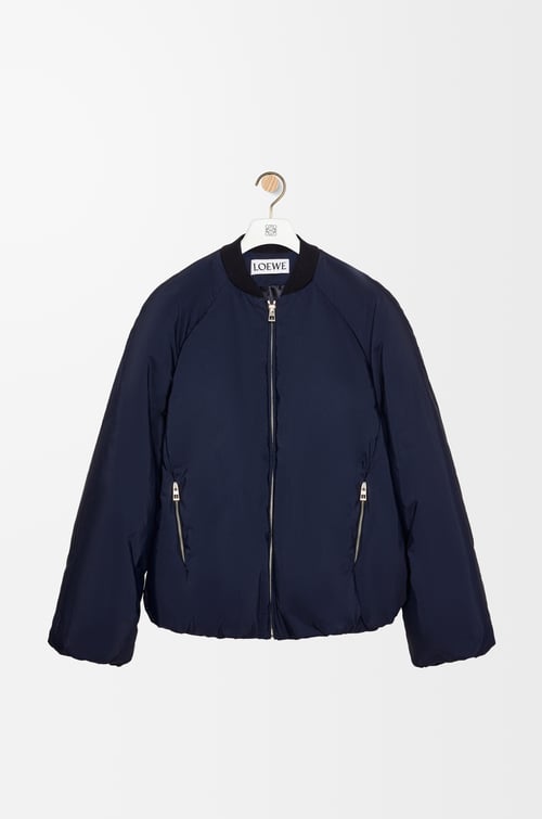 LOEWE Padded bomber jacket in technical cotton Navy Blue
