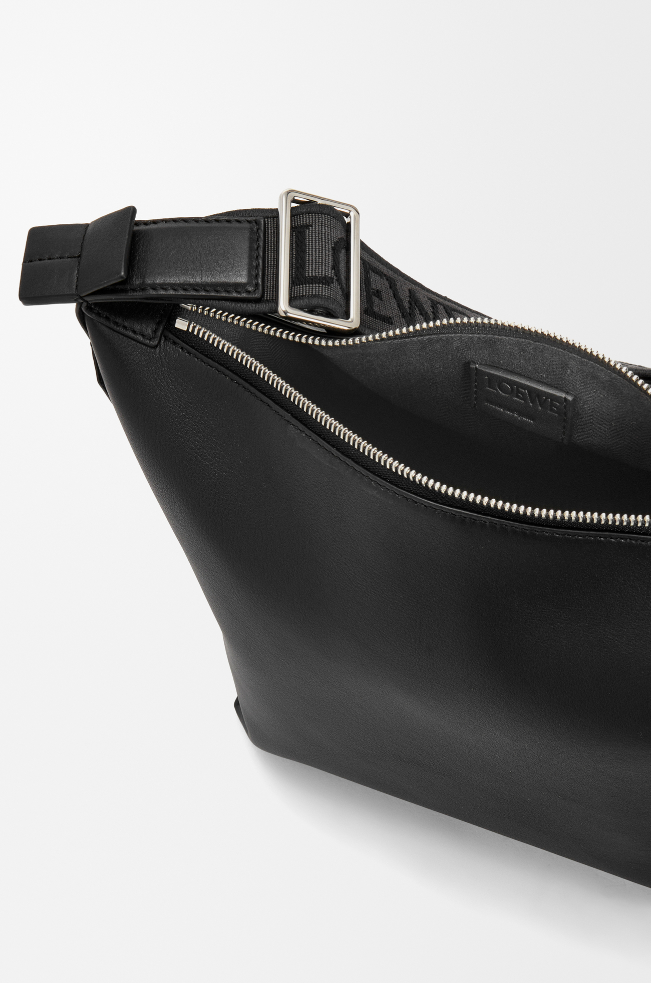 LOEWE Small Cubi crossbody bag in supple smooth calfskin and jacquard Black plp_rd