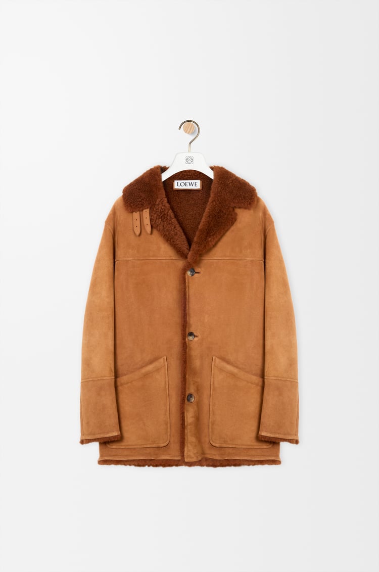 LOEWE Coat in shearling Hazelnut/Dark Brown