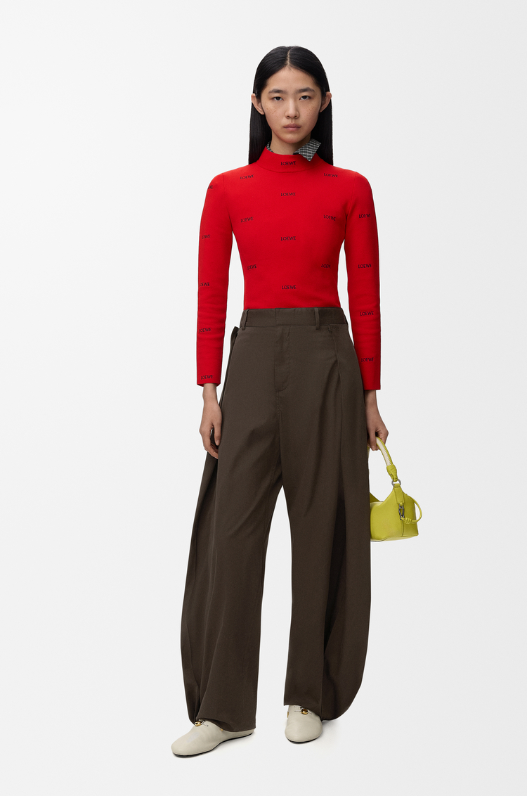 LOEWE Pantalón en algodón y seda Marrón