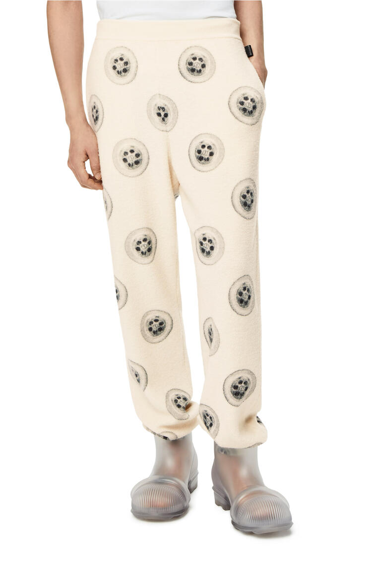 LOEWE Pantalón de chándal en lana con estampado de sumidero Blanco Suave