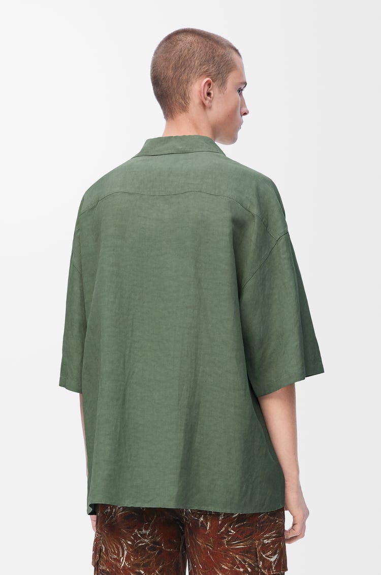 LOEWE Camisa de manga corta en viscosa y lino Salvia