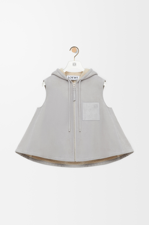 LOEWE Hooded vest in shearling 라이트 그레이 멜란지
