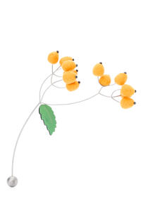 LOEWE Flower branch in felt, calfskin and brass Orange pdp_rd