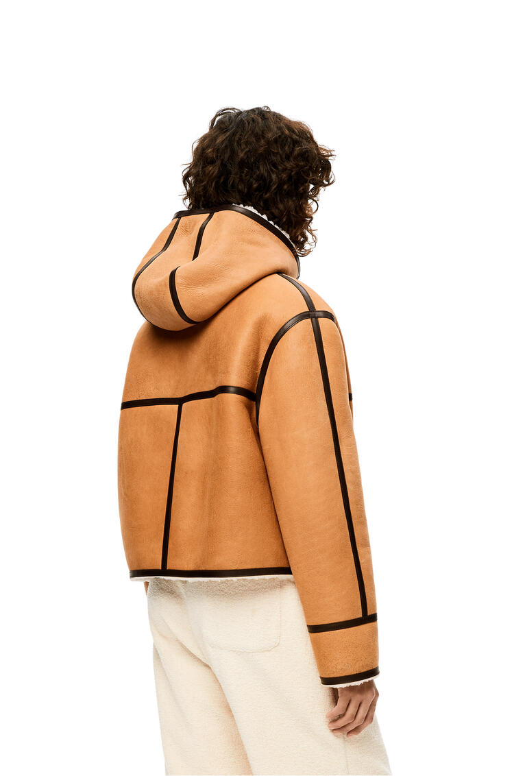 LOEWE Hooded jacket in shearling Beige/Dark Brown pdp_rd
