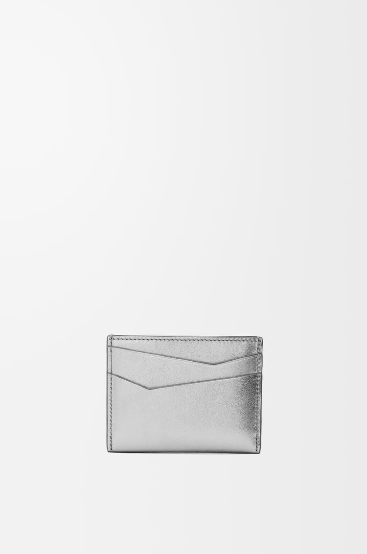 LOEWE Puzzle plain cardholder in metallic calfskin Silver/Pearl Grey