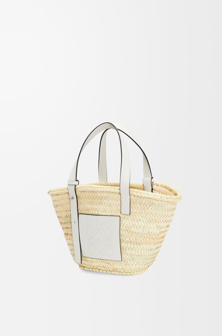 LOEWE Basket bag in palm leaf and calfskin Natural/White