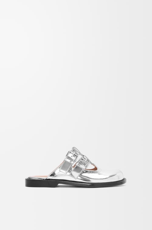 LOEWE Campo Mary Jane mule in metallic calfskin Silver