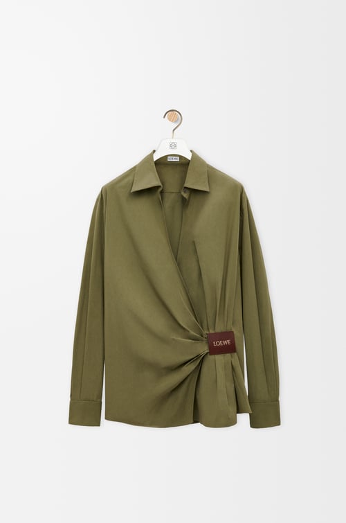 LOEWE Draped shirt in cotton Khaki Green plp_rd