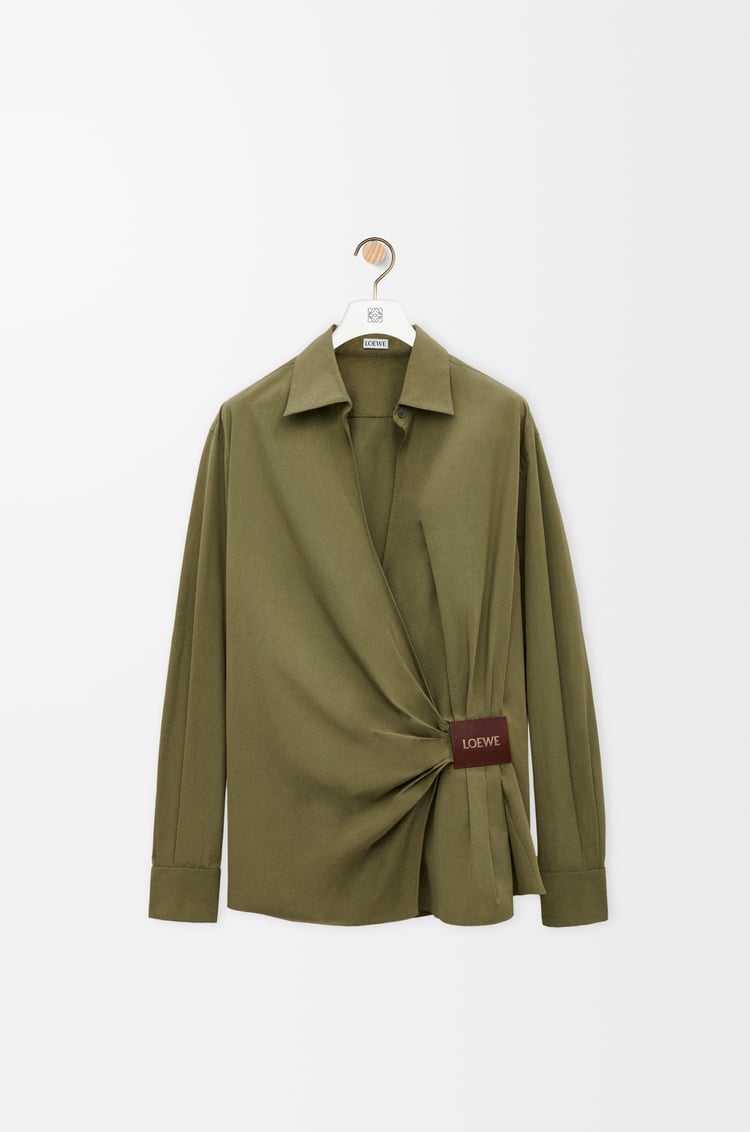 LOEWE 棉質垂墜襯衫 卡其綠