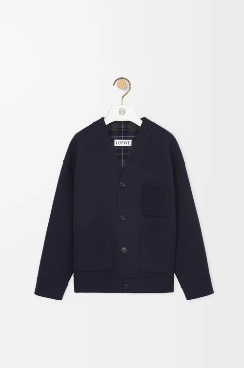 LOEWE Cardigan in wool and cashmere Navy/Grey