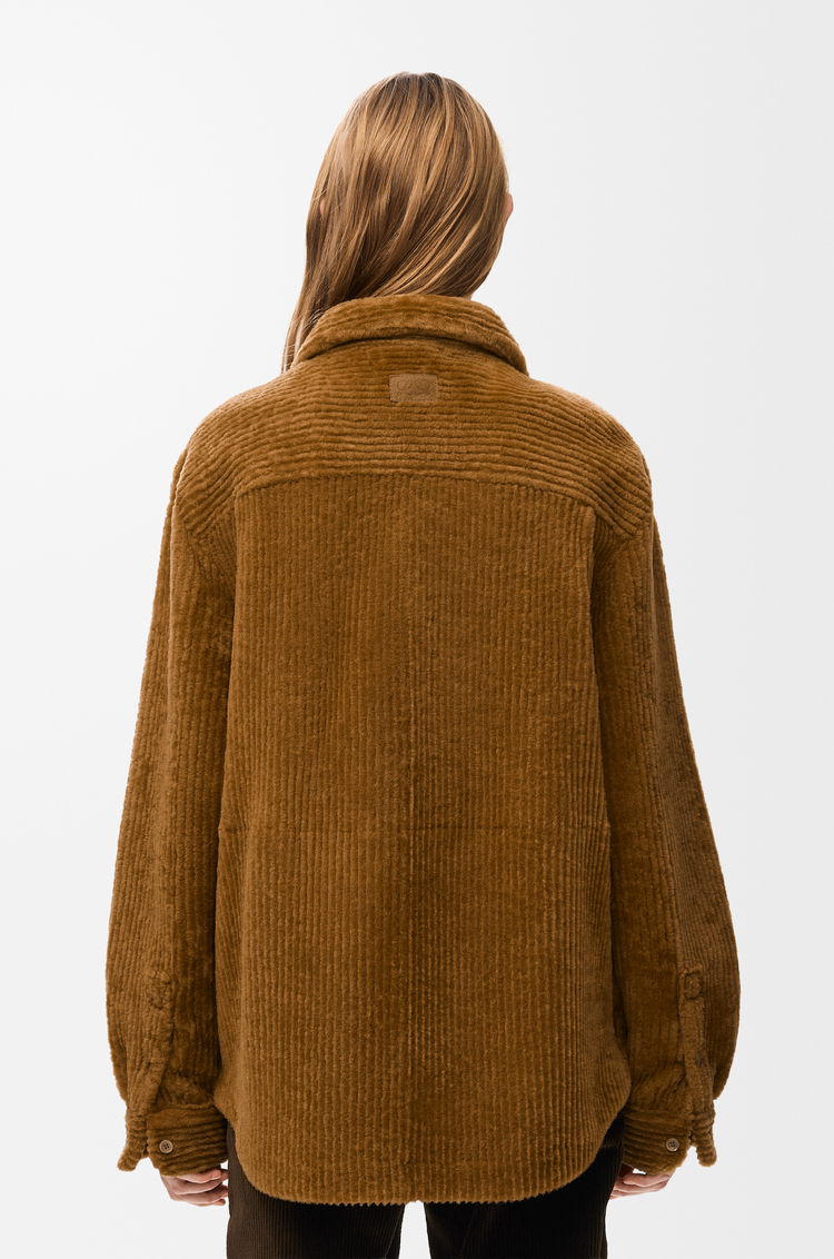 LOEWE Overshirt in shearling corduroy Camel