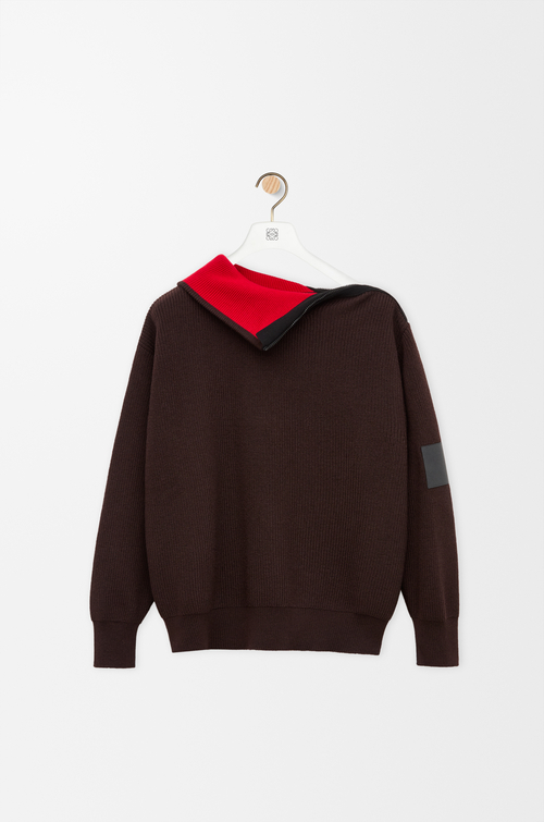 LOEWE Jersey con cremallera en lana Marrón