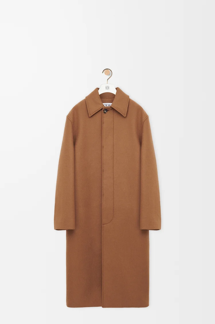 LOEWE Belted coat in wool Camel/Brown