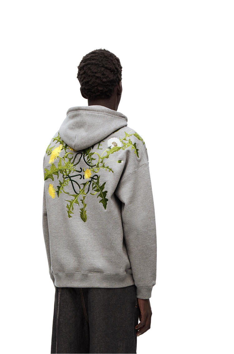 LOEWE Sudadera en algodón con capucha y anagrama de flores Gris Jaspeado