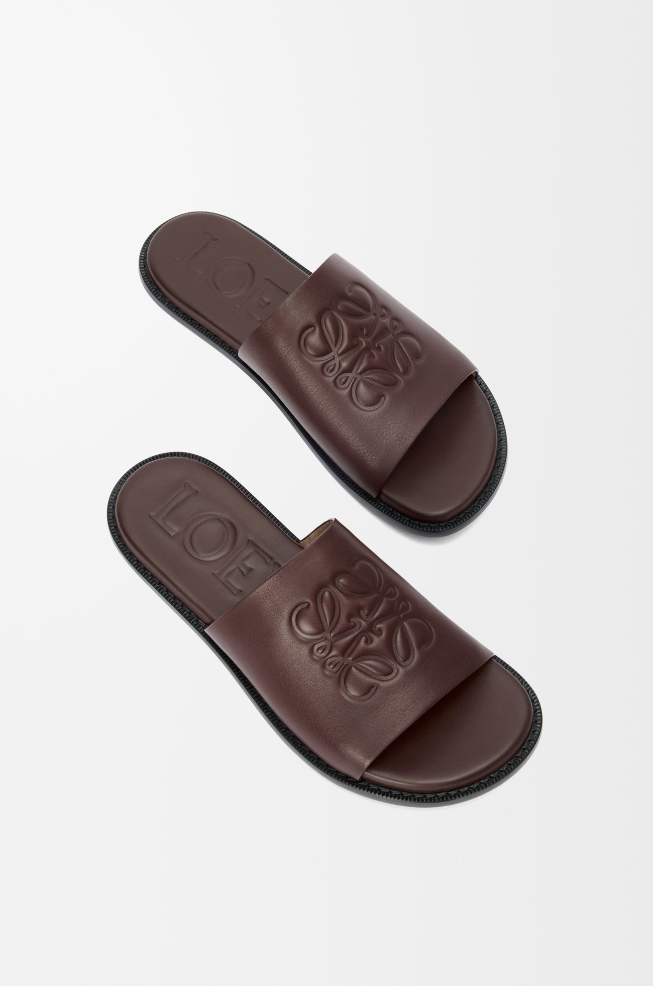LOEWE Sandalia Flex Anagram en piel de ternera Burgundy Oscuro